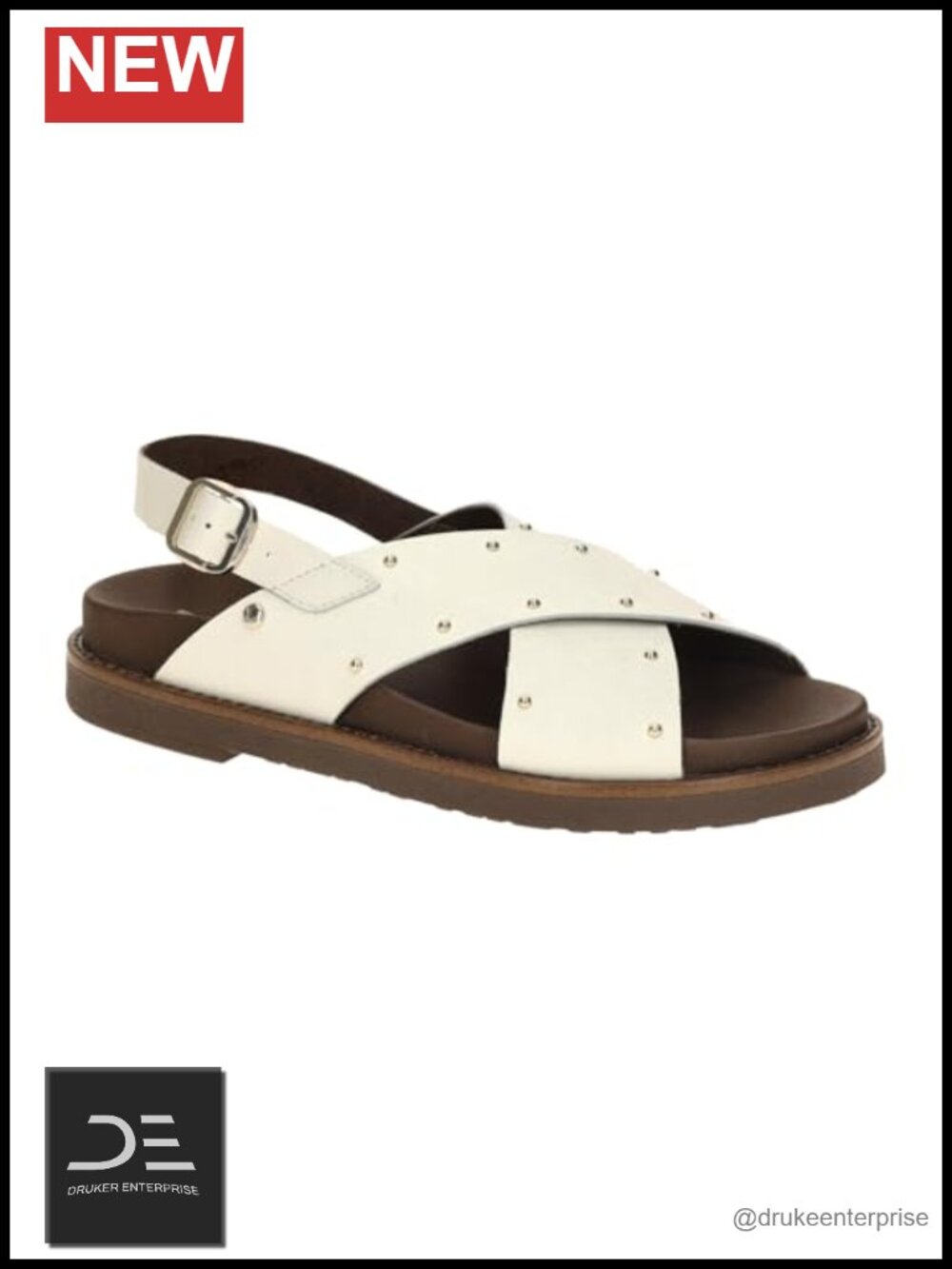 Genuine Leather Women's Sandals - Comfortable Flat Sandal with Ankle Strap